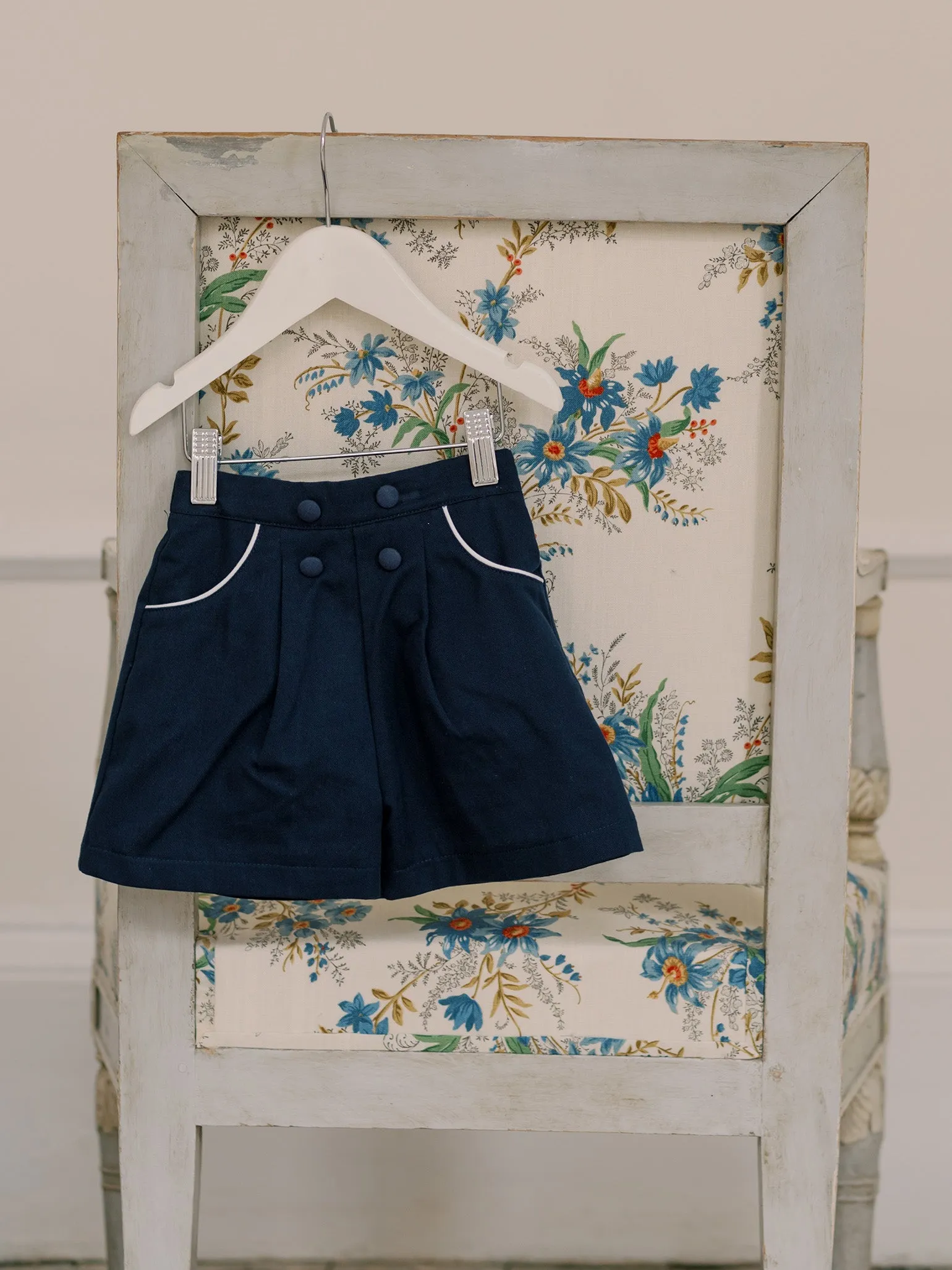 Navy Ofelia Cotton Girl Shorts
