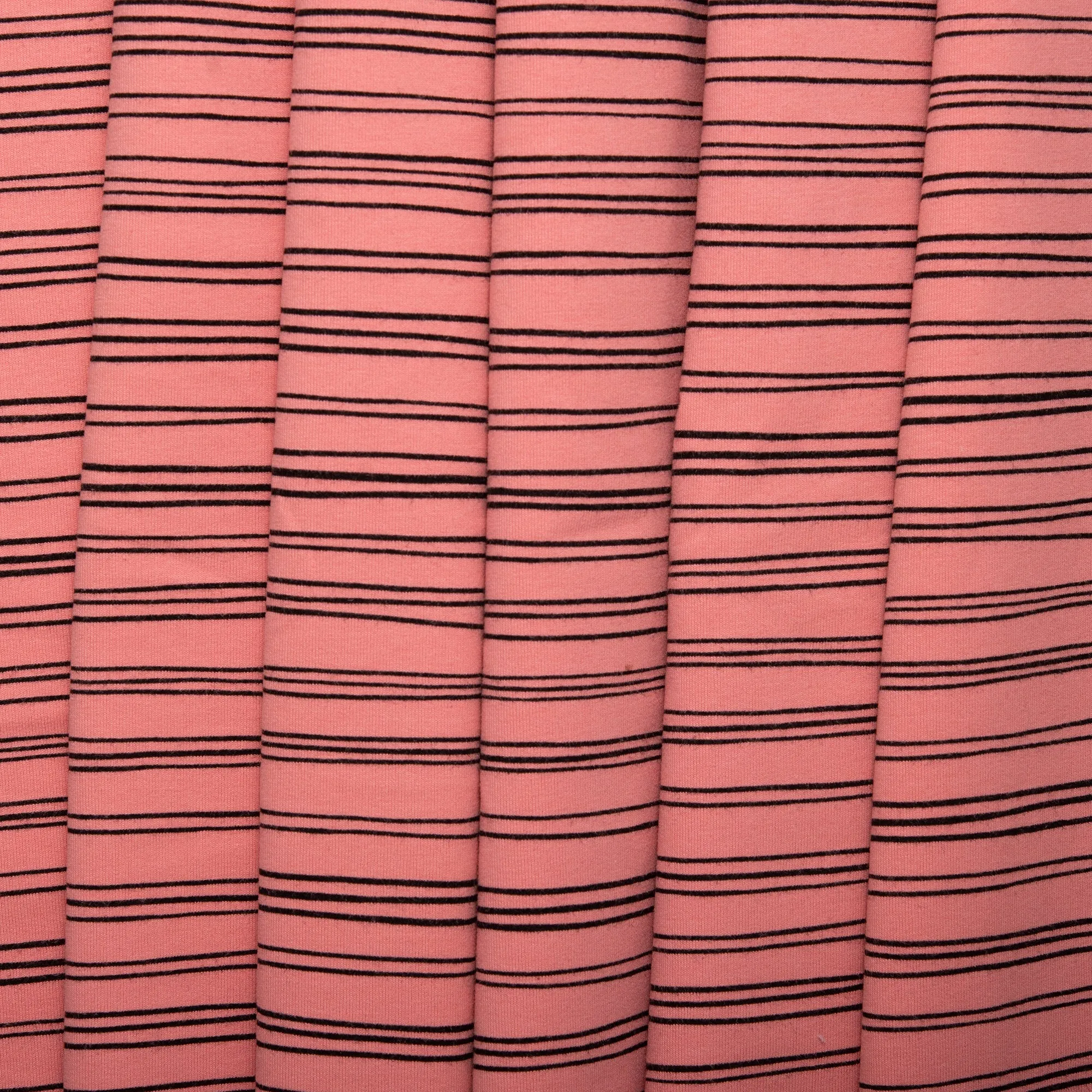 ORGANIC Printed Sweatshirt Fleece - GOTS - Stripes - Coral rose
