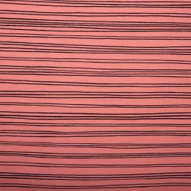 ORGANIC Printed Sweatshirt Fleece - GOTS - Stripes - Coral rose