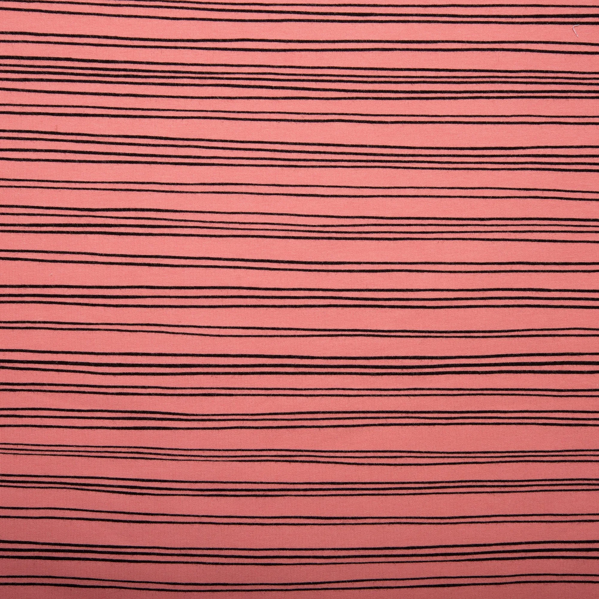 ORGANIC Printed Sweatshirt Fleece - GOTS - Stripes - Coral rose