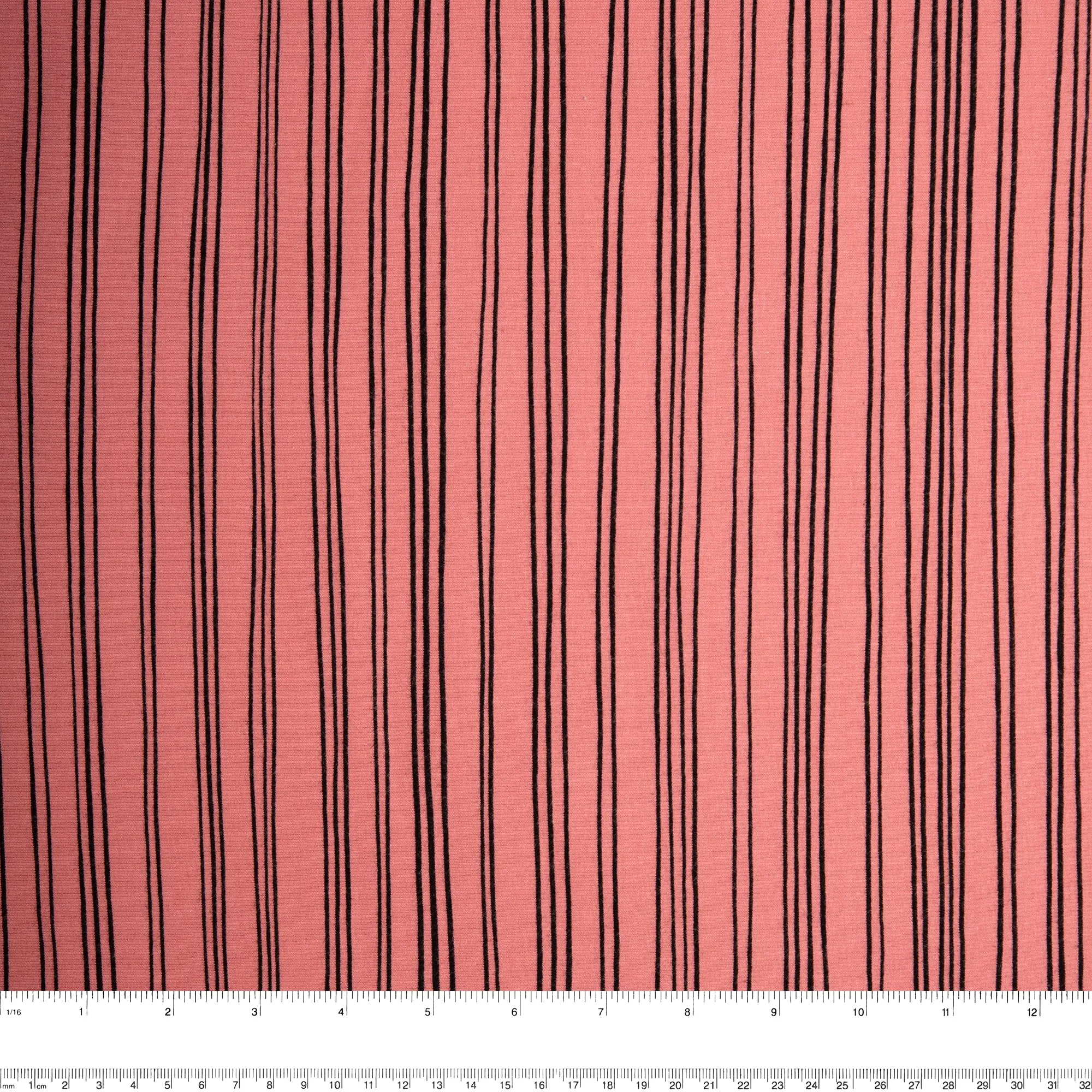 ORGANIC Printed Sweatshirt Fleece - GOTS - Stripes - Coral rose