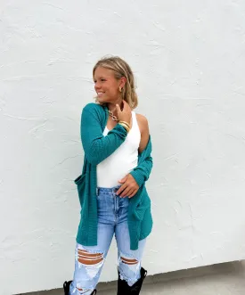OS PLUS ONLY Lola Cardigan in Teal