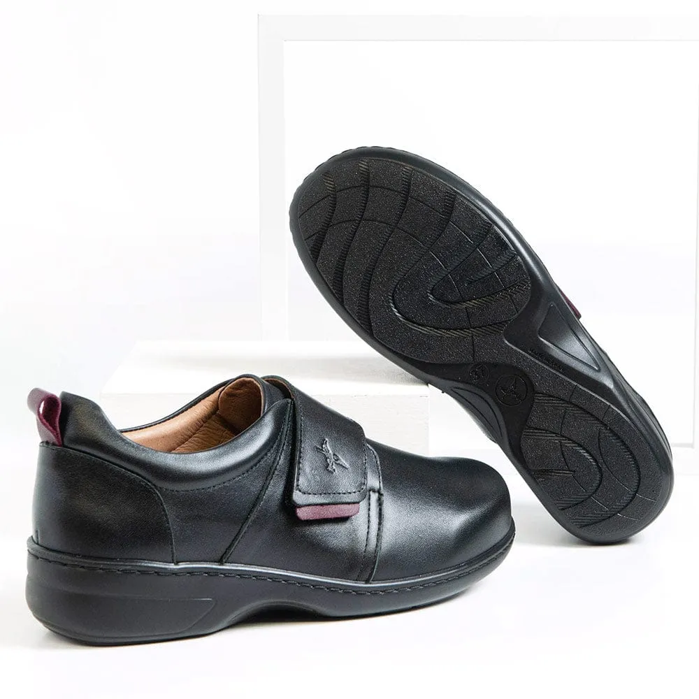 Portofino Women's Velcro Stretch Loafers- Black