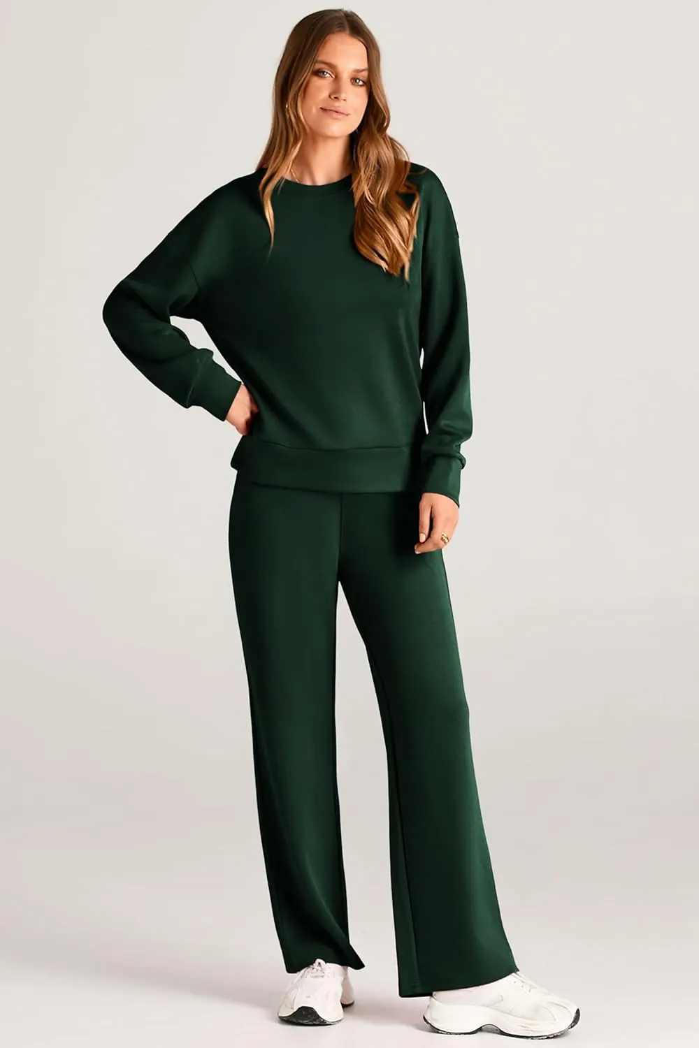 PRETTYGARDEN Women's 2 Piece Outfits 2025 Winter Long Sleeve Pullover Tops And Long Pants Lounge Sets Tracksuit