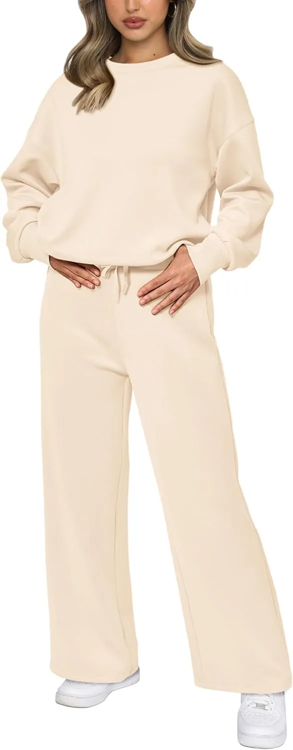 PRETTYGARDEN Women's 2 Piece Outfits 2025 Winter Long Sleeve Pullover Tops And Long Pants Lounge Sets Tracksuit