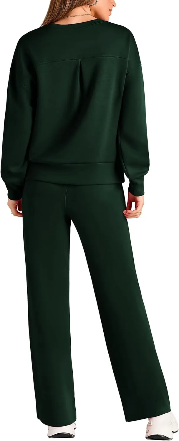 PRETTYGARDEN Women's 2 Piece Outfits 2025 Winter Long Sleeve Pullover Tops And Long Pants Lounge Sets Tracksuit