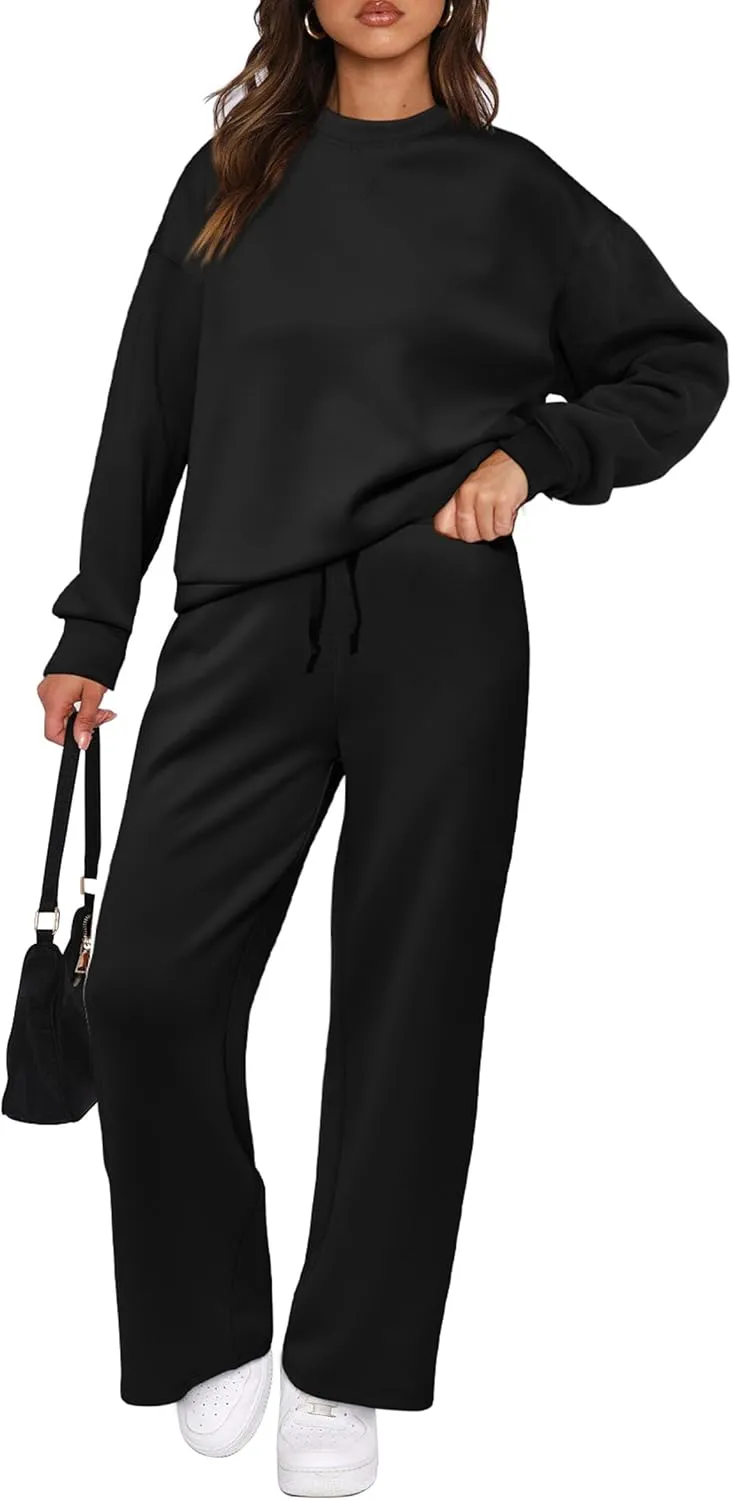 PRETTYGARDEN Women's 2 Piece Outfits 2025 Winter Long Sleeve Pullover Tops And Long Pants Lounge Sets Tracksuit