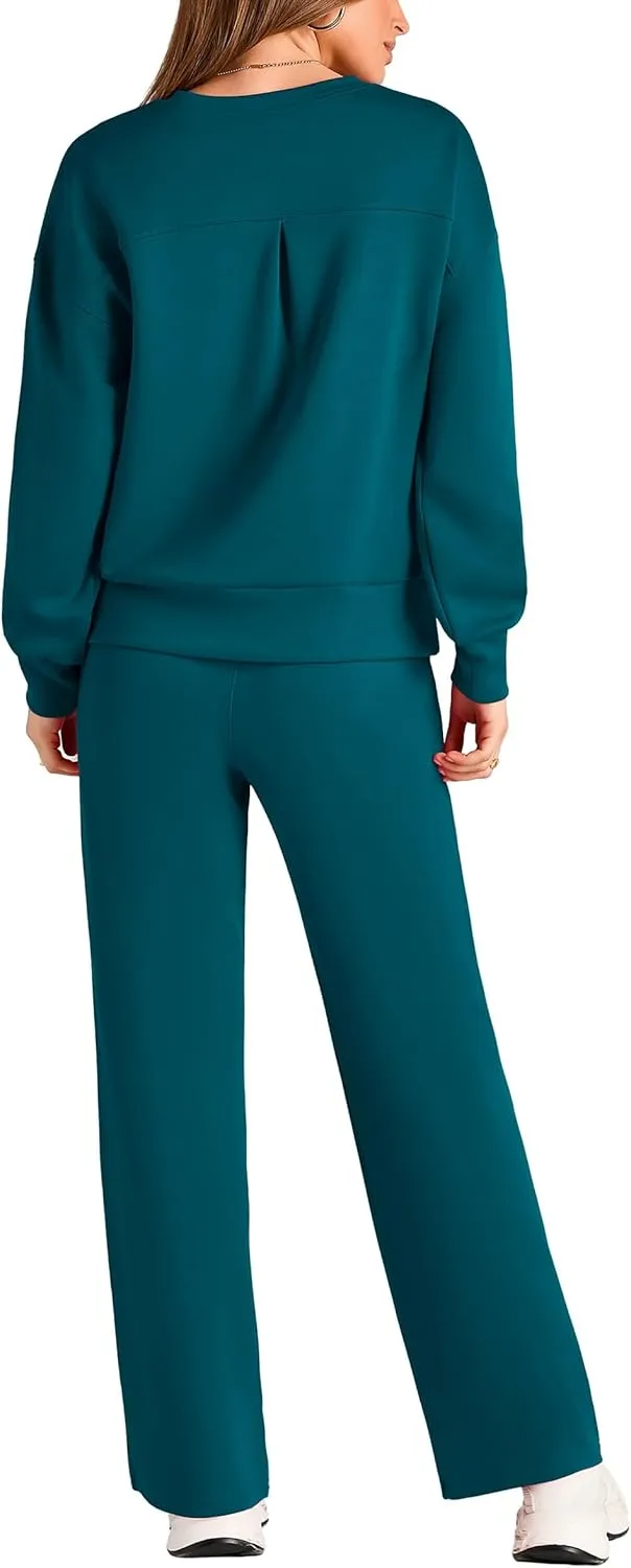 PRETTYGARDEN Women's 2 Piece Outfits 2025 Winter Long Sleeve Pullover Tops And Long Pants Lounge Sets Tracksuit