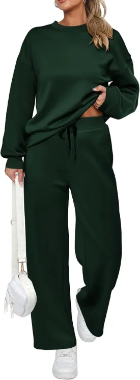 PRETTYGARDEN Women's 2 Piece Outfits 2025 Winter Long Sleeve Pullover Tops And Long Pants Lounge Sets Tracksuit