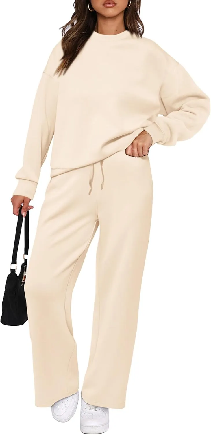 PRETTYGARDEN Women's 2 Piece Outfits 2025 Winter Long Sleeve Pullover Tops And Long Pants Lounge Sets Tracksuit