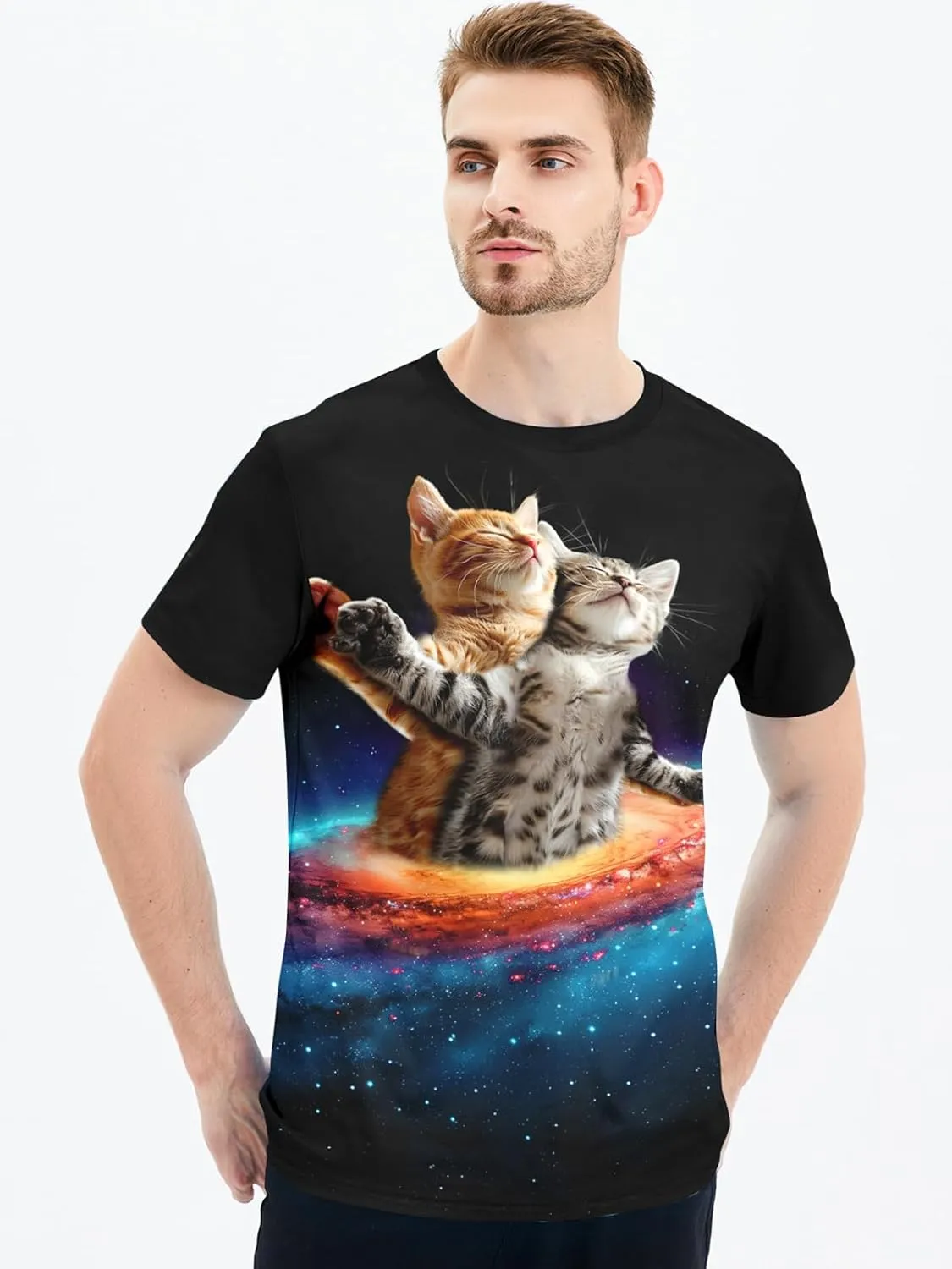 RAISEVERN Unisex Summer T-Shirts Crewneck Cool Short Sleeve Funny Graphic Print Top Casual Tees