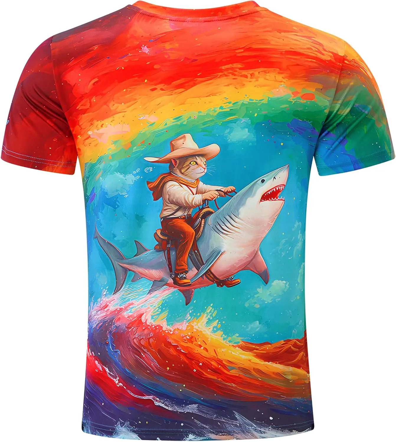 RAISEVERN Unisex Summer T-Shirts Crewneck Cool Short Sleeve Funny Graphic Print Top Casual Tees
