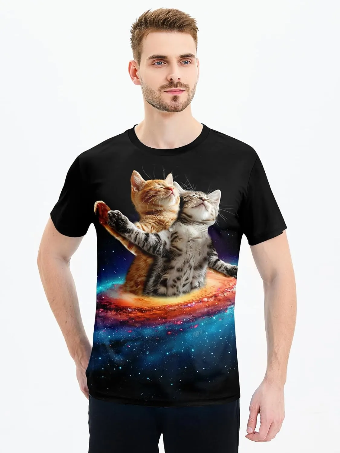 RAISEVERN Unisex Summer T-Shirts Crewneck Cool Short Sleeve Funny Graphic Print Top Casual Tees