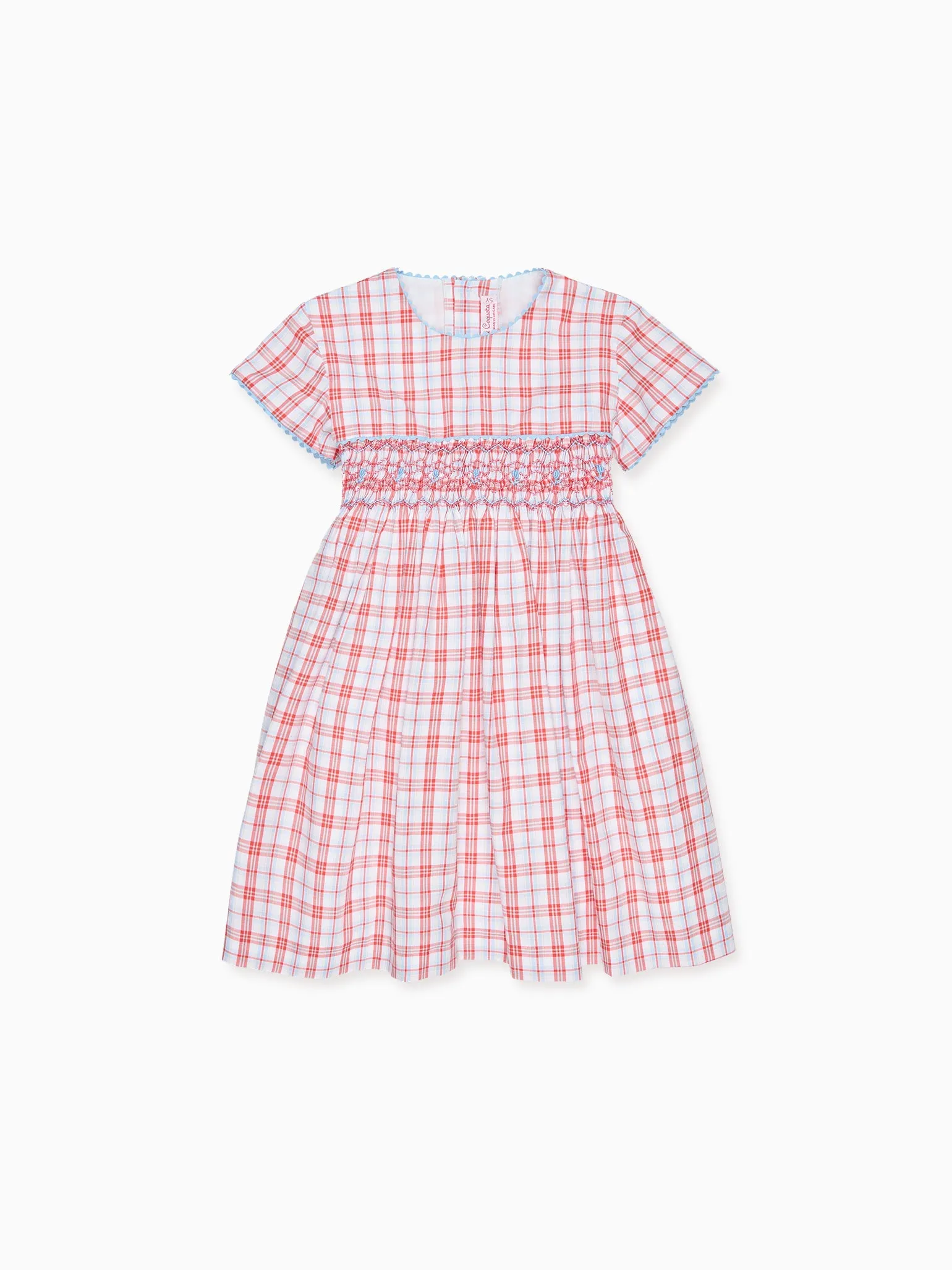 Red Check Ava Girl Hand-Smocked Dress
