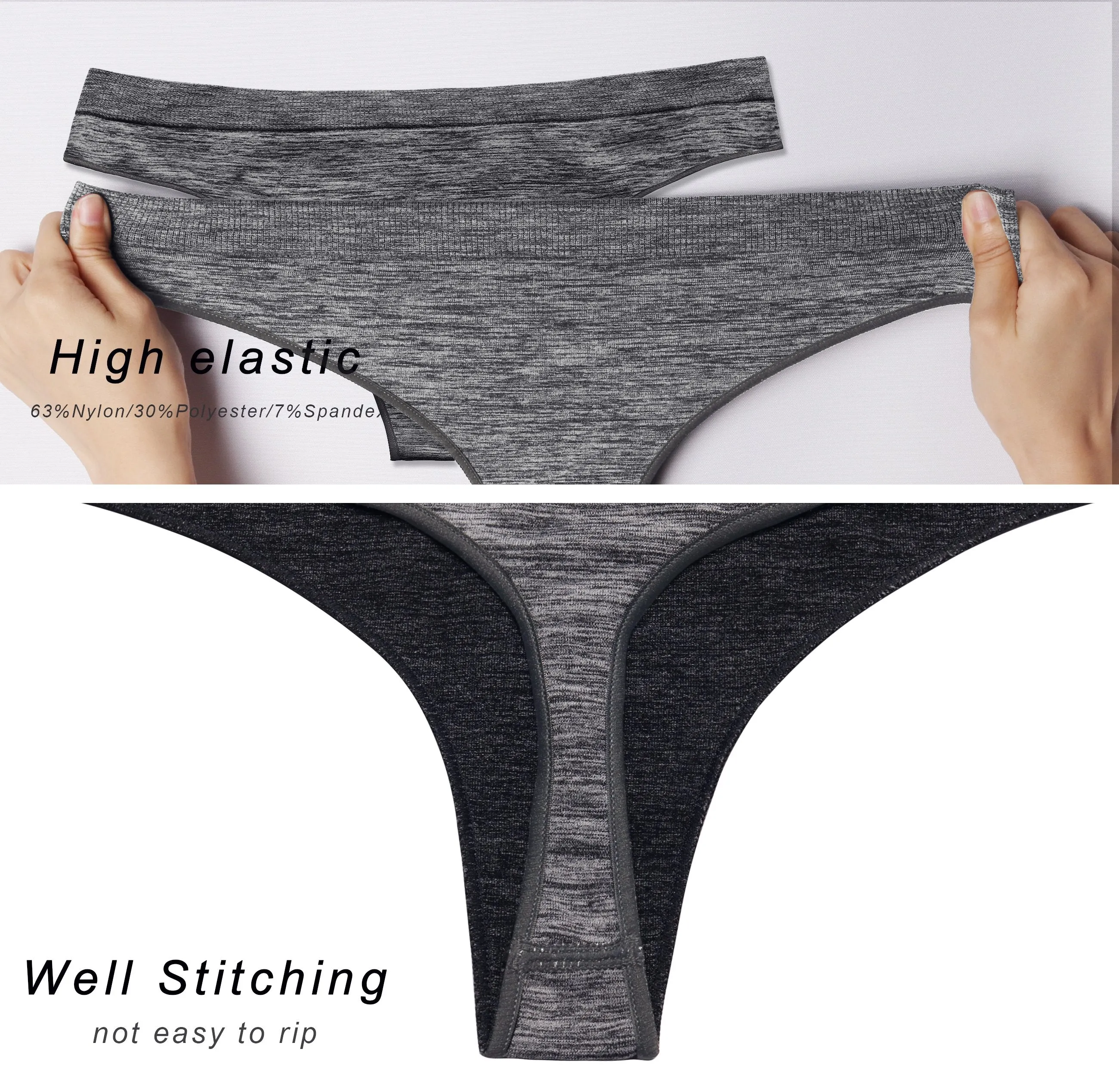 Seamless Sports Thongs Underwear heathercharcoal ins_Jogging