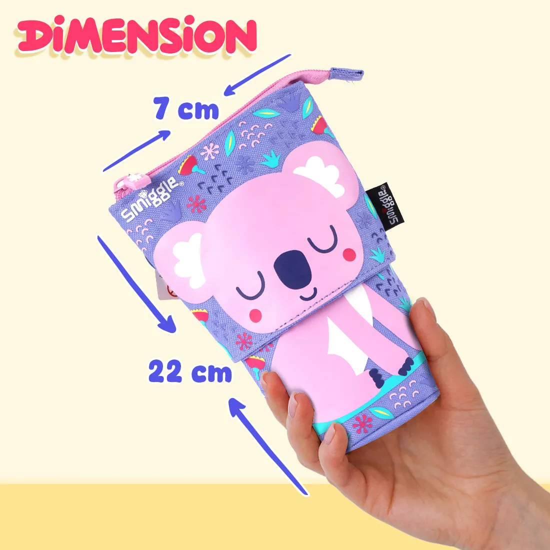 Smiggle Animalia Collection Pencil Pouch Stand Lilac 4Y 