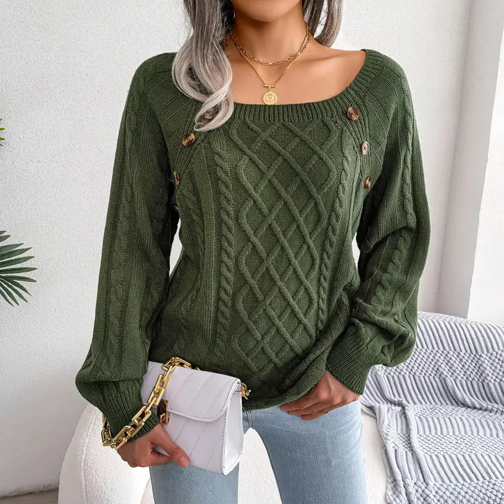 Square Neck Knitted Sweater