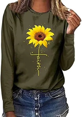 Sunflower Graphic Summer T Shirt Plus Size Loose Blouse Tops Girl Short Sleeve Cute Casual Tees