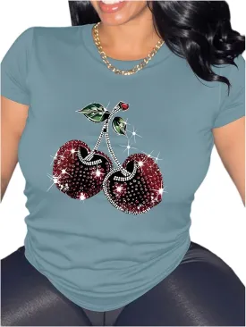 SweatyRocks Women's Crew Neck Short Sleeves Summer T Shirt Floral Print Graphic Geometric T Shirts