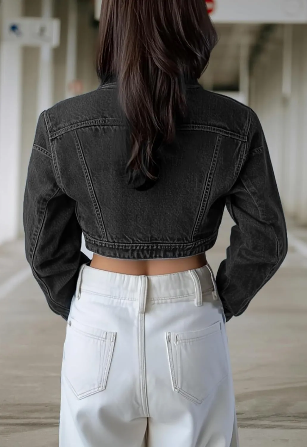 Trendy Washed Cropped Jean Jacket for Women - Short Denim Jacket in Black, Gray, Blue