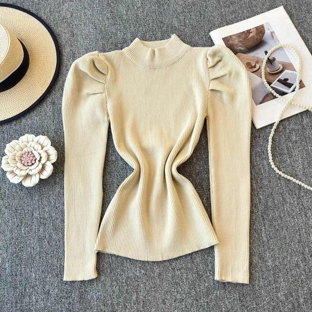 Turtleneck Solid Color Soft Knitwear