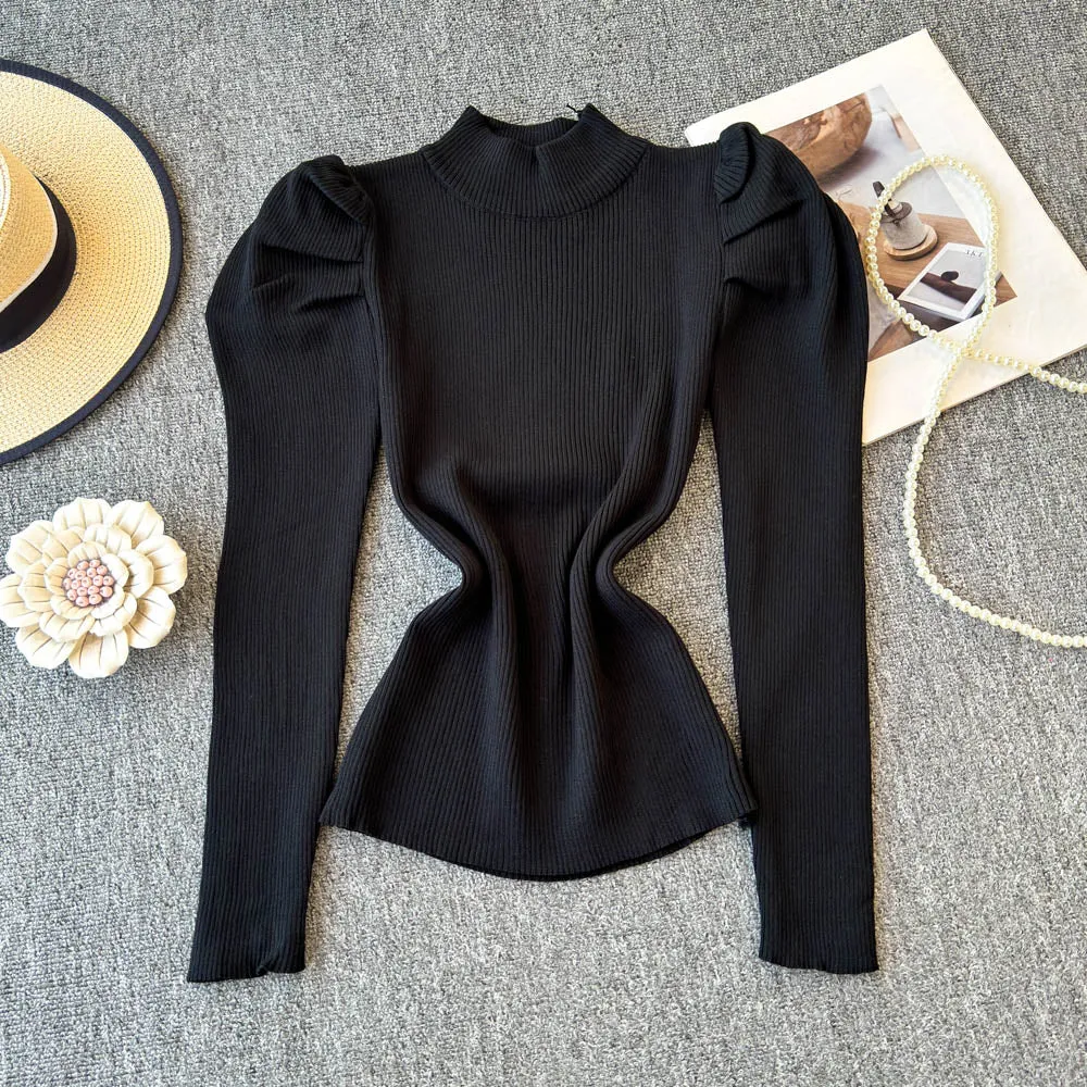 Turtleneck Solid Color Soft Knitwear