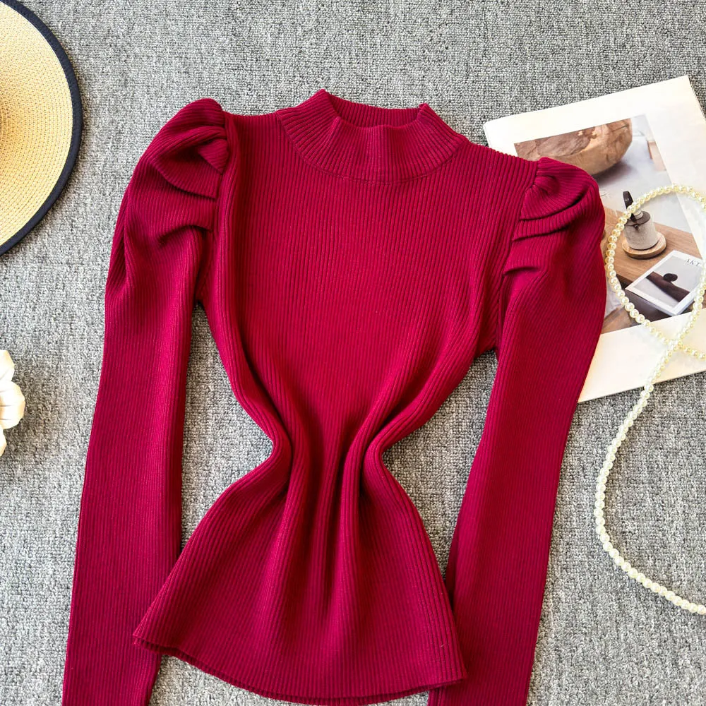 Turtleneck Solid Color Soft Knitwear