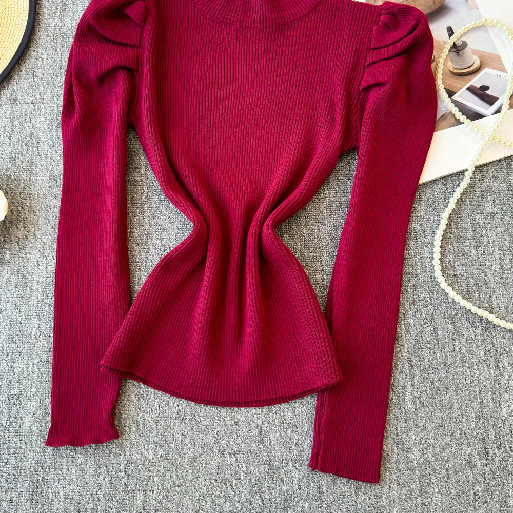Turtleneck Solid Color Soft Knitwear