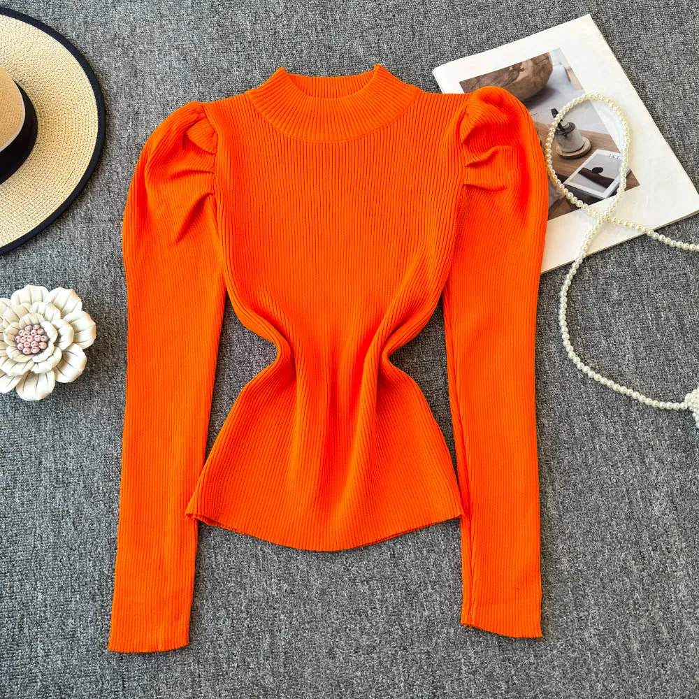 Turtleneck Solid Color Soft Knitwear