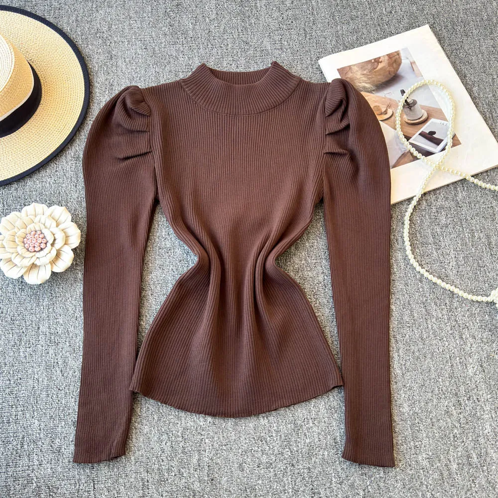 Turtleneck Solid Color Soft Knitwear