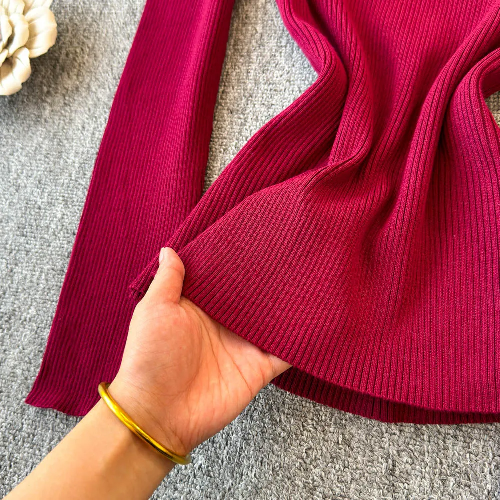 Turtleneck Solid Color Soft Knitwear