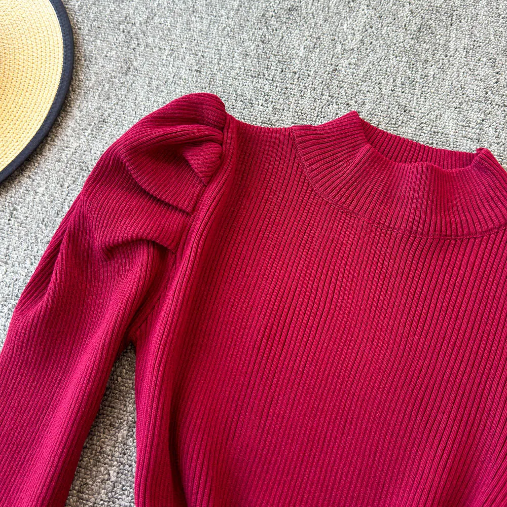 Turtleneck Solid Color Soft Knitwear