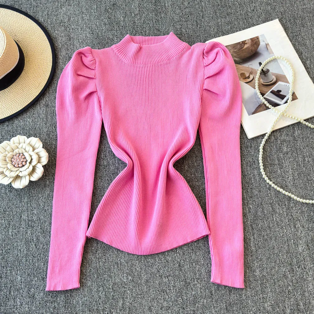 Turtleneck Solid Color Soft Knitwear