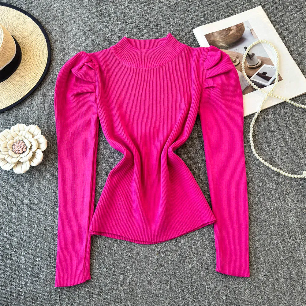 Turtleneck Solid Color Soft Knitwear