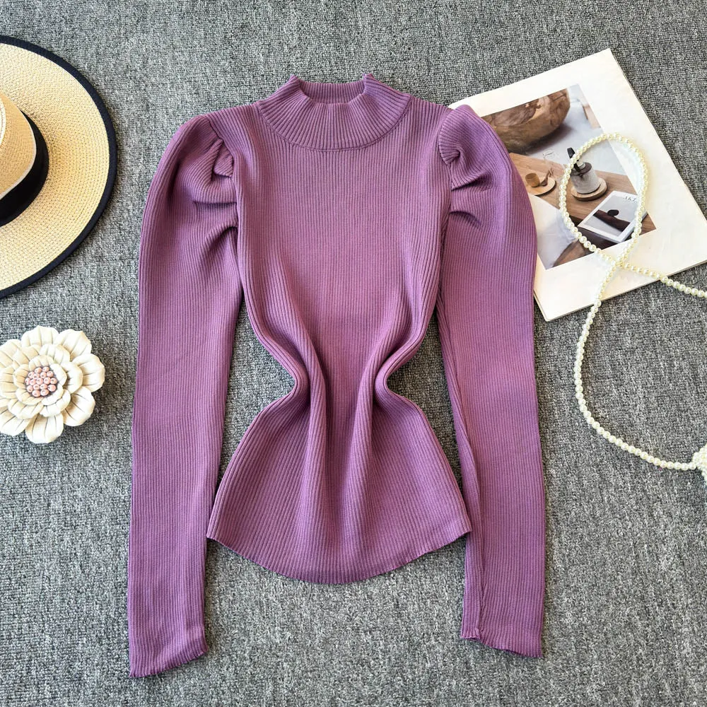 Turtleneck Solid Color Soft Knitwear