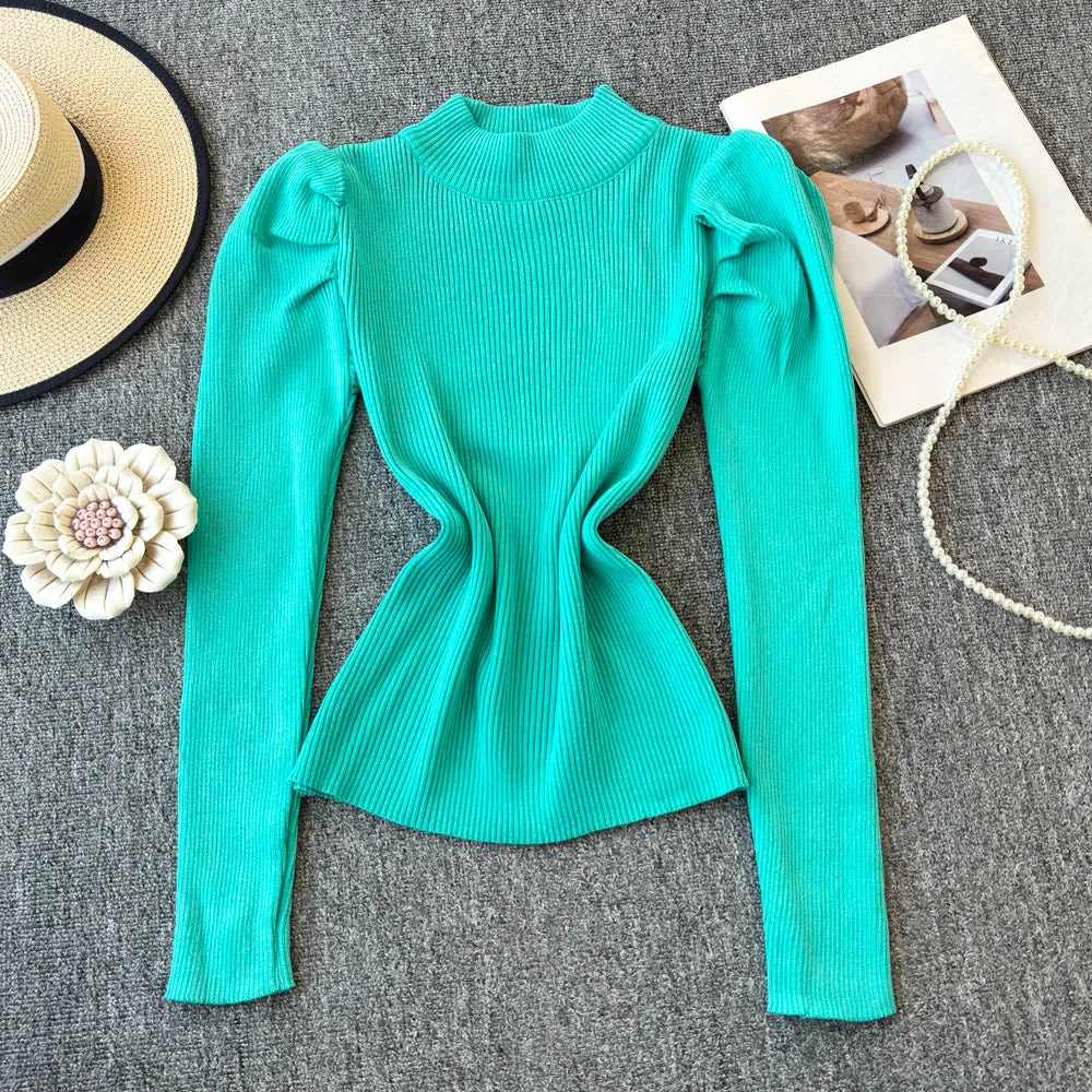 Turtleneck Solid Color Soft Knitwear