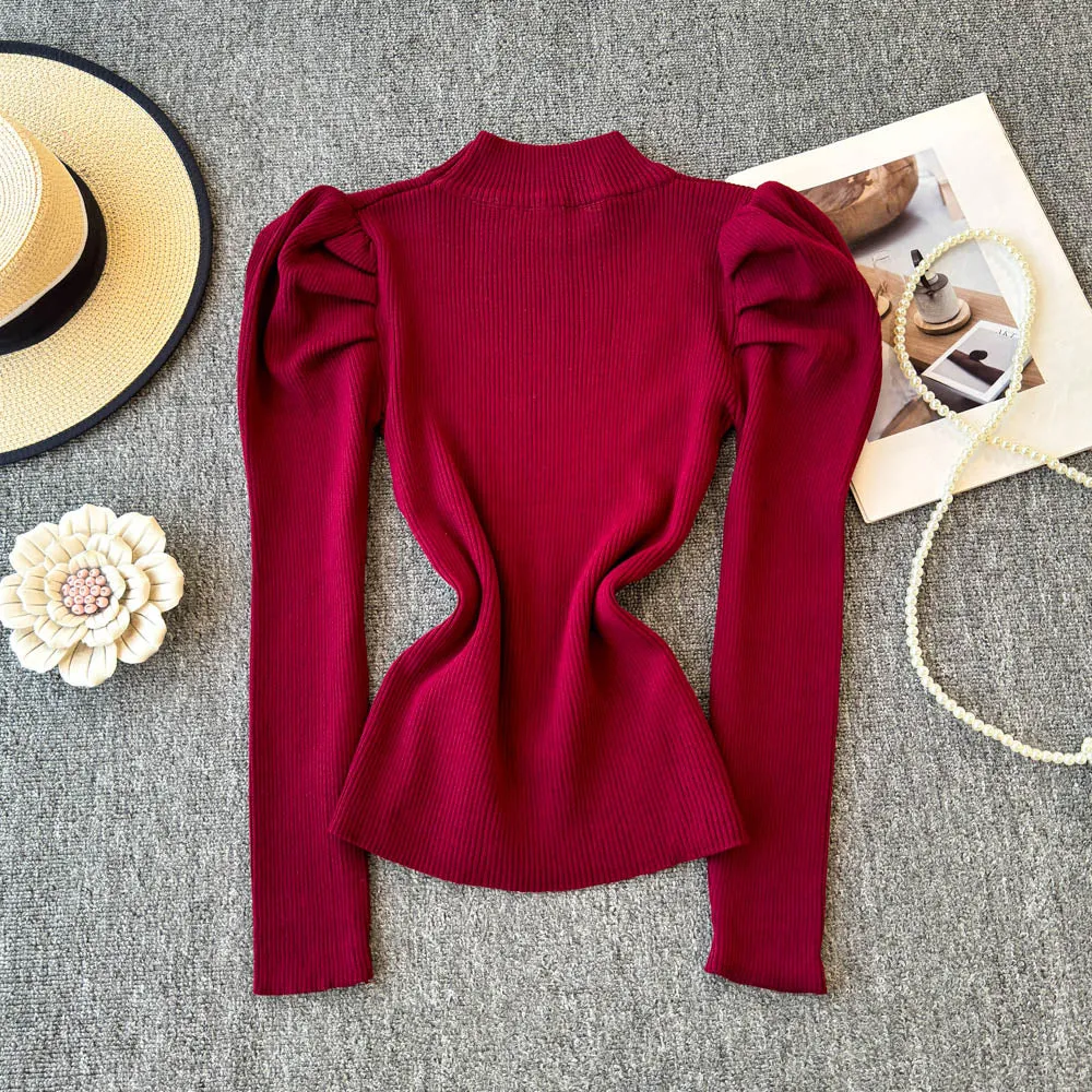 Turtleneck Solid Color Soft Knitwear