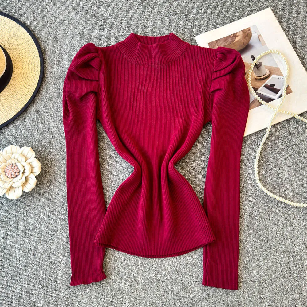 Turtleneck Solid Color Soft Knitwear