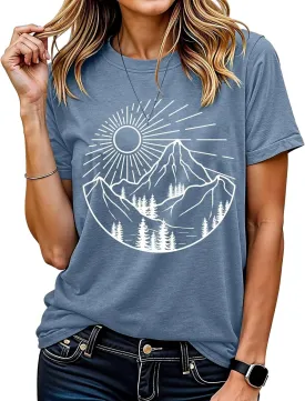 Women's Graphic T-Shirt Dandelion Graphic Tees Nature Hiking Adventure Outdoor Summer Short Sleeves Casual Tees Tops