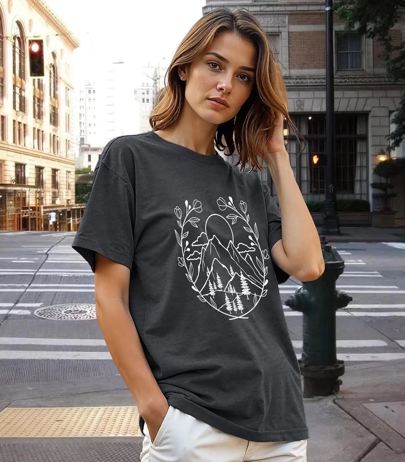 Women's Graphic T-Shirt Dandelion Graphic Tees Nature Hiking Adventure Outdoor Summer Short Sleeves Casual Tees Tops