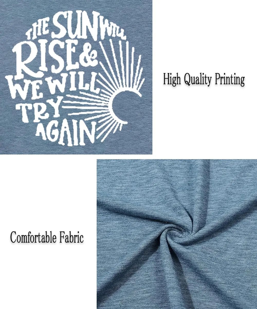 Womens Sunshine Sunrise Graphic Tee Summer Casual Short Sleeve Positive Saying Letter Print Teacher Inspirational T Shirt