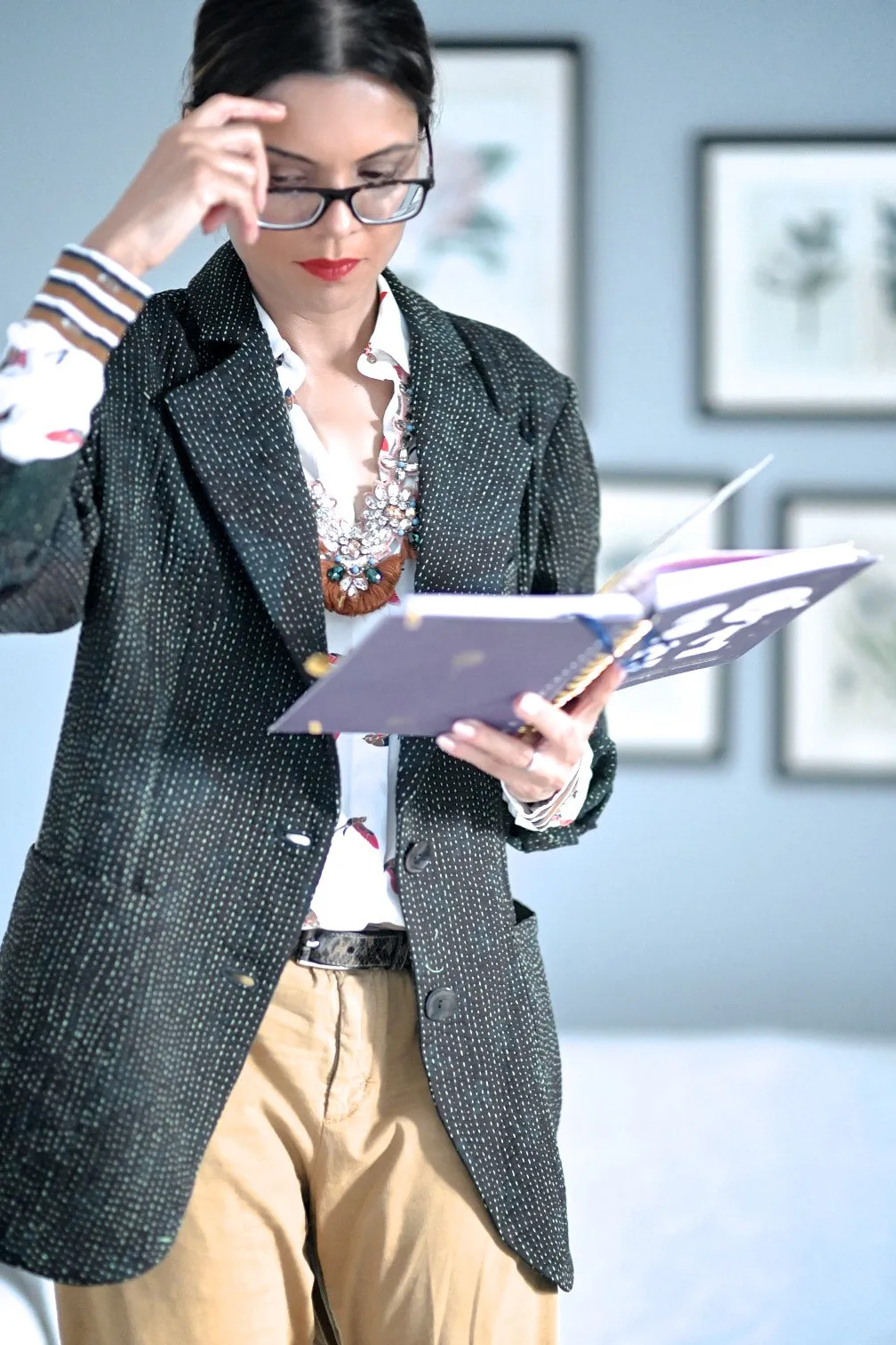 X-Large Size, Kendall Oversized Boyfriend Blazer, Jacket Made with Vintage Kantha Fabric