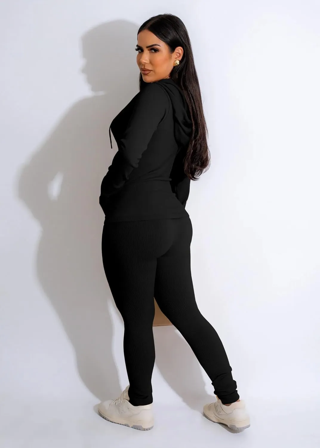 YeGine Women 2 Piece Outfits Long Sleeve Tracksuit Bodycon Matching Sets Hoodie Jacket Jogging Suit