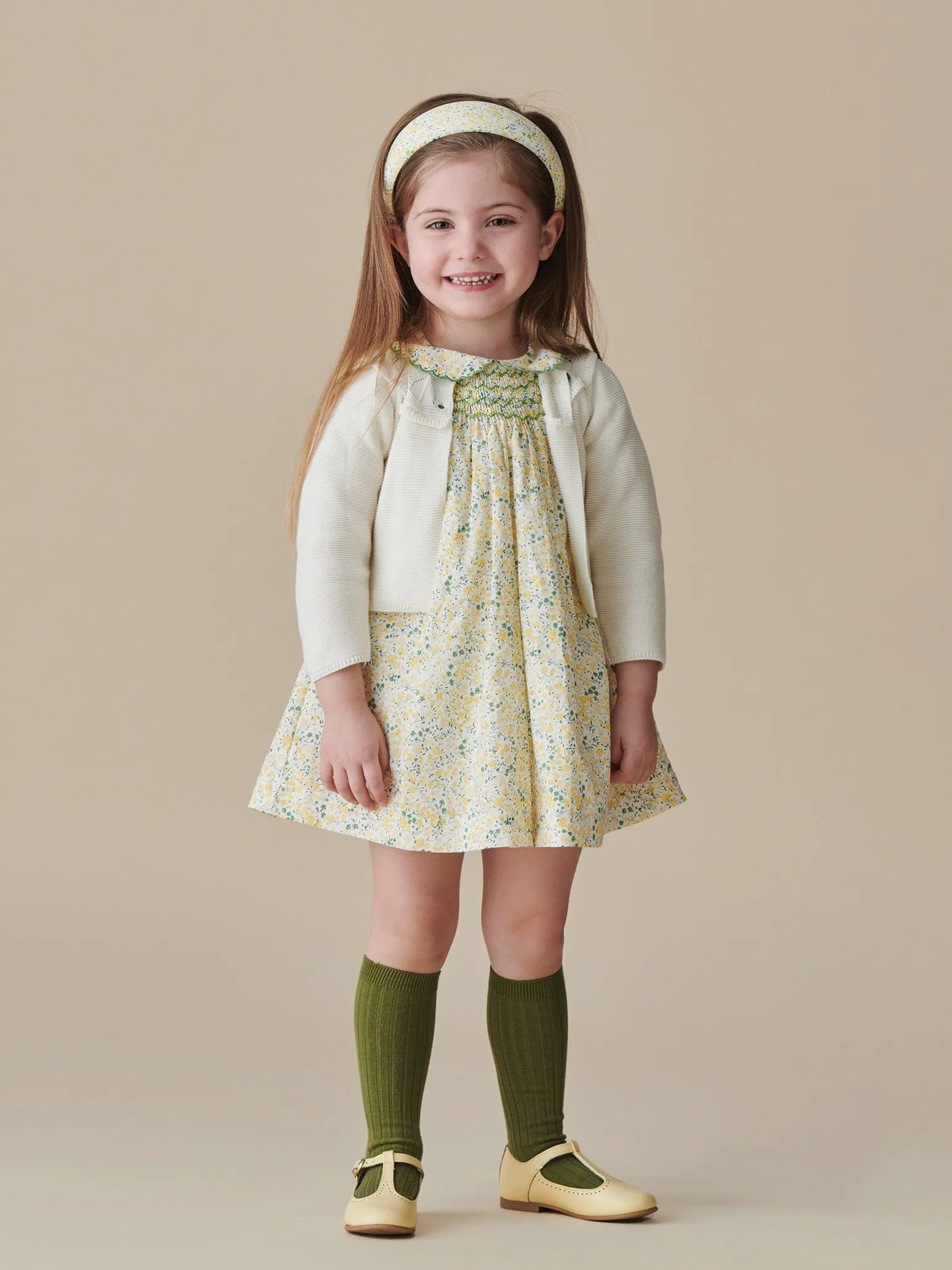 Yellow Floral Palma Baby Girl Hand-Smocked Set