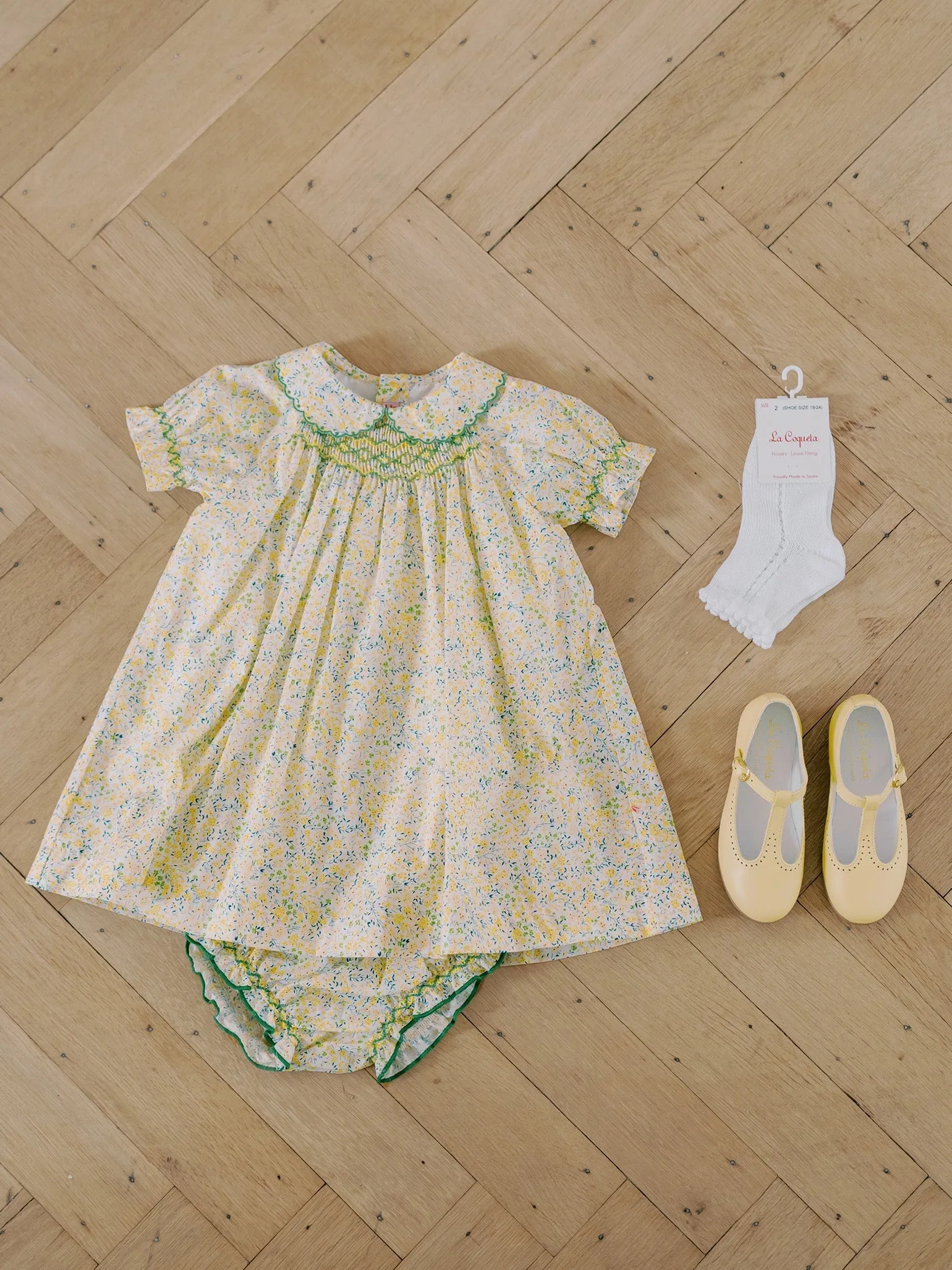 Yellow Floral Palma Baby Girl Hand-Smocked Set